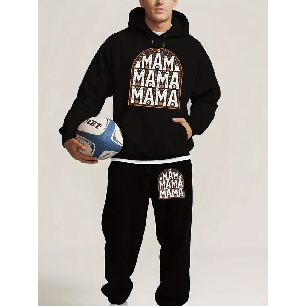 Conjunto Moletom Canguru Masculino Mama Blusa De Frio + Calça Moletom Estampados Unissex Outono/Inverno