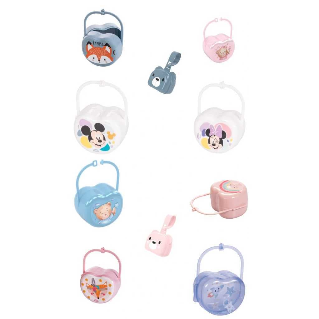 Porta Chupeta Bebê com Alça e Clip Estojo para Chupeta Case Higiênico Transporte urso minnie mickey raposa ursa