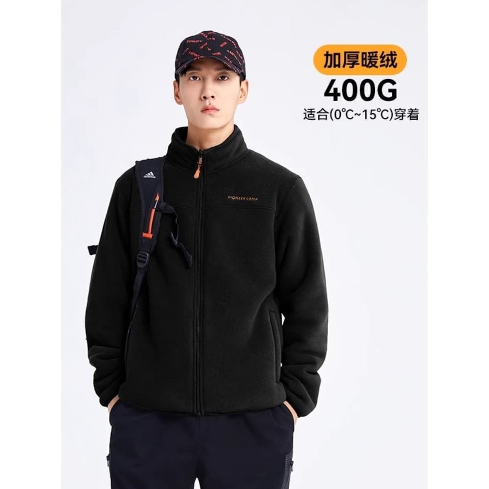 Pioneer jaqueta de lã masculina outono inverno gola alta jaqueta à prova de vento quente forro de lã jaqueta de lã
