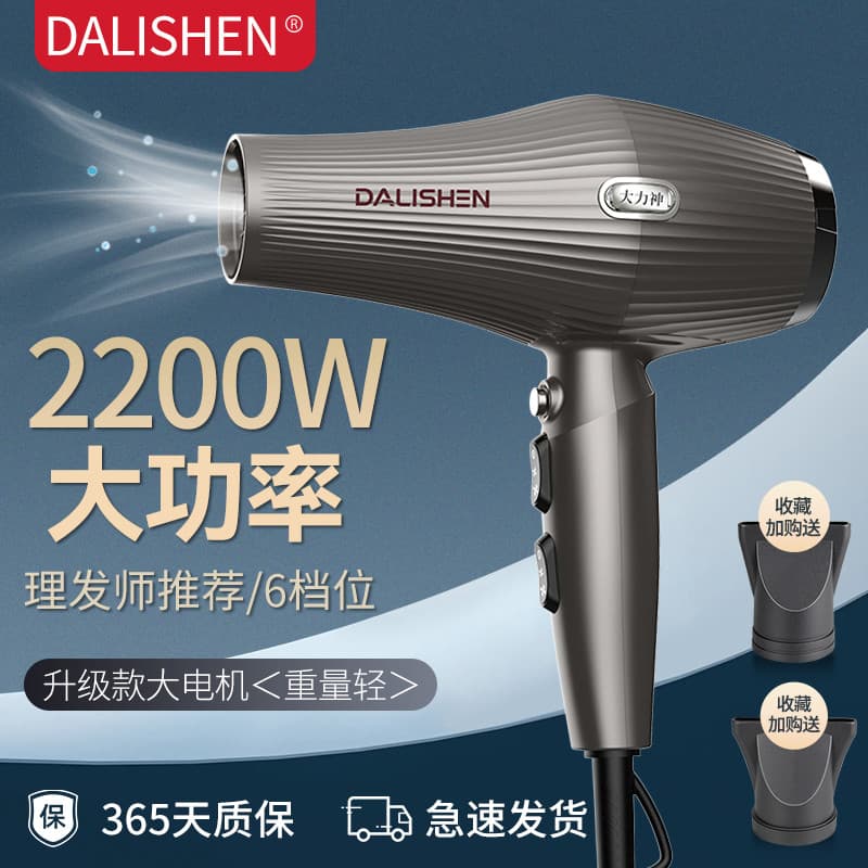 Hercules 2200W Secador de cabelo de alta potência Salão profissional Barbeiro de 6 velocidades Recomendado Secador de ca