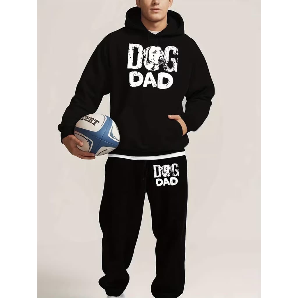 Conjunto Moletom Canguru Masculino Dog Dad Blusa De Frio + Calça Moletom Estampados Unissex Outono/Inverno