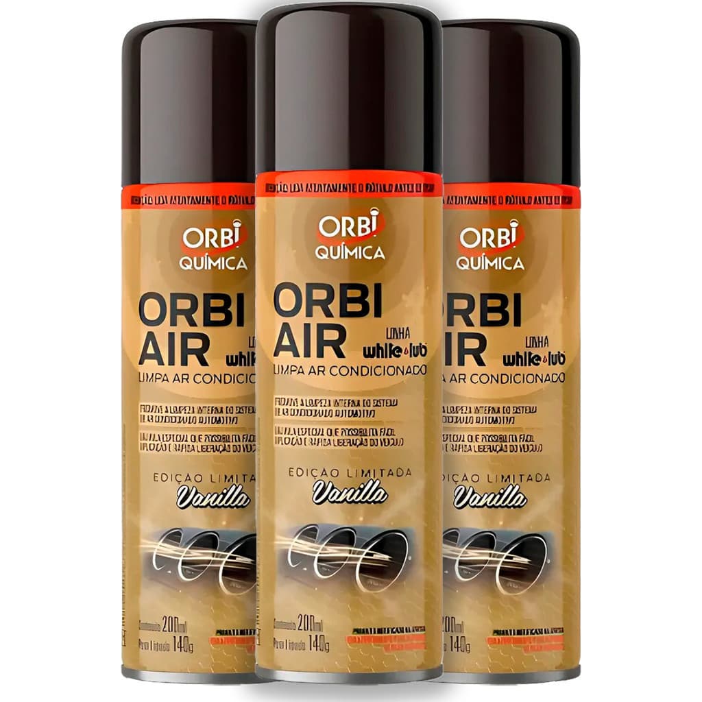 Kit 3 Spray Orbi Air 200ml Limpeza Sistema Ar Condicionado Carro