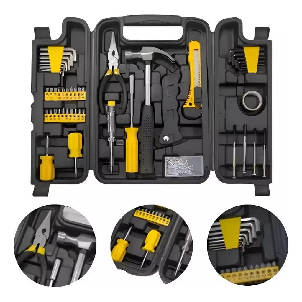 Kit Jogo de Ferramentas 200 Peças Completo com Soquetes Chaves Maleta Reforçada
