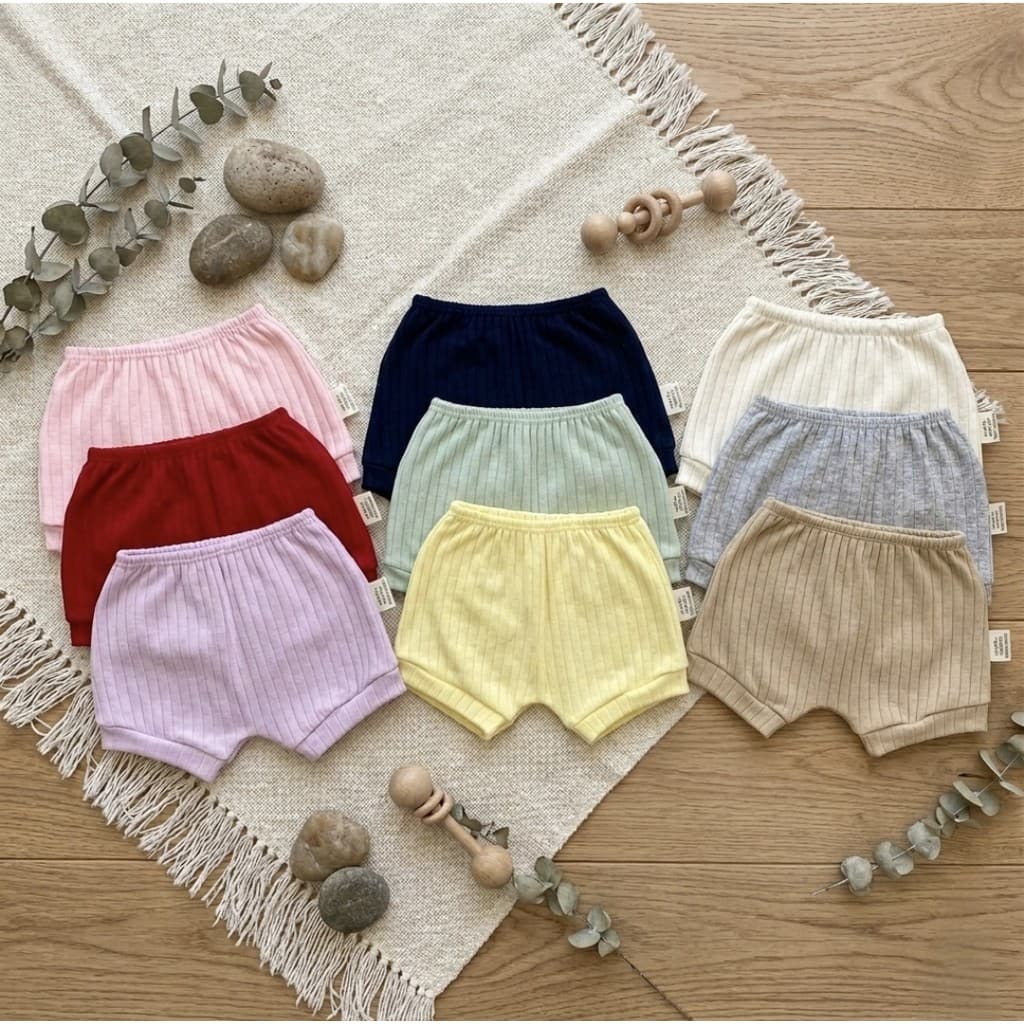 kit 3 peças Shorts canelado Liso linha luxo Para Bebê/enxoval/roupas para bebê/tapa fraldas/meninas/meninos/verão