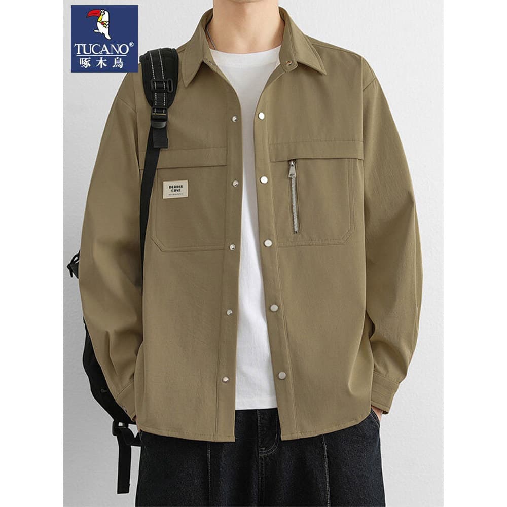 Woodpecker Workwear camisa masculina primavera outono 2026 novo estilo Hong Kong estilo jaqueta jaqueta masculina Puffia