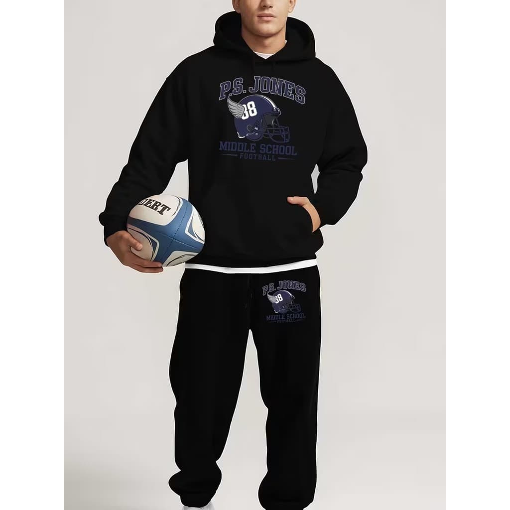 Conjunto Moletom Canguru Masculino Ps jones Blusa De Frio + Calça Moletom Estampados Unissex Outono/Inverno