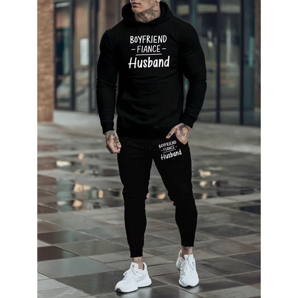 Conjunto Moletom Canguru Masculino Husband Blusa De Frio + Calça Moletom Estampados Unissex Outono/Inverno