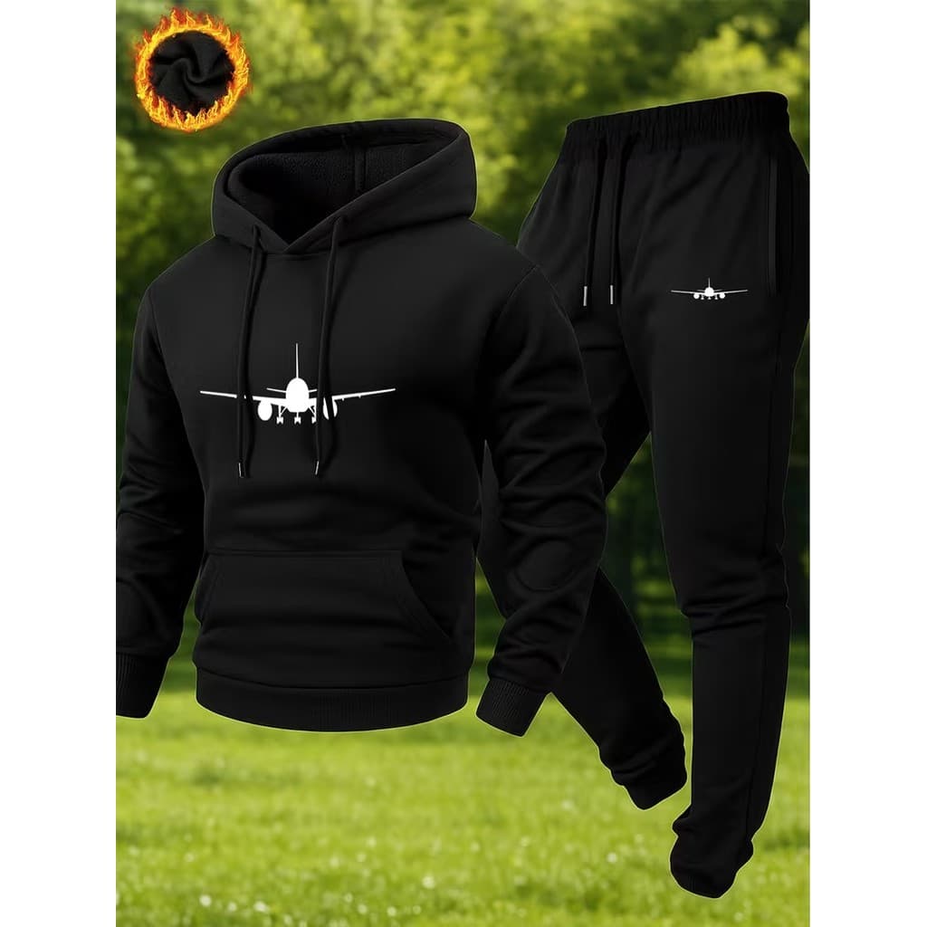 Conjunto Moletom Canguru Masculino Sobrevoando Blusa De Frio + Calça Moletom Estampados Unissex Outono/Inverno