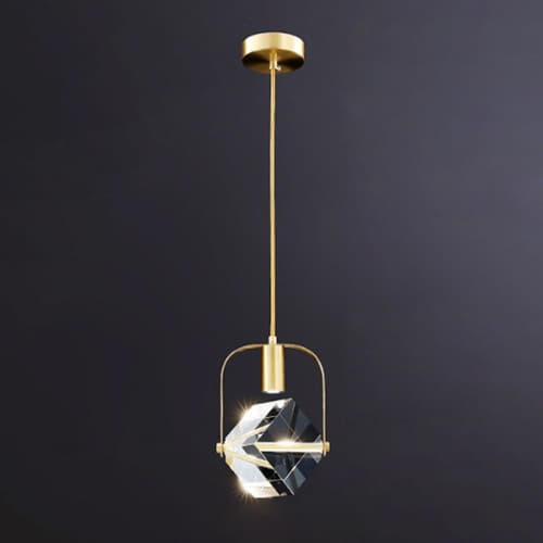 Luminária Pendente LED Gold Cubo Cristal 6w 3 cores Bivolt com LED Driver