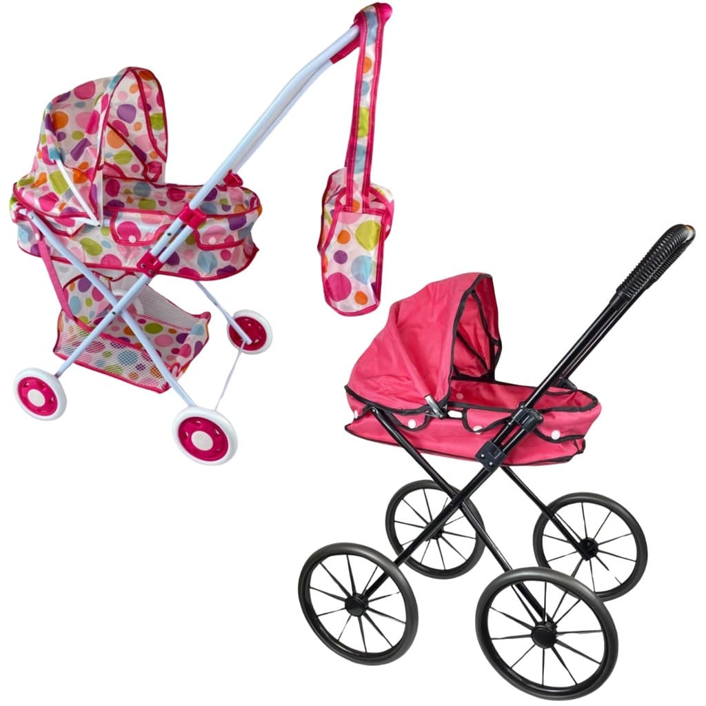 Carrinho De Boneca Bebe de luxo C/ Berço Removível e Trava Brinquedo Infantil - Castela