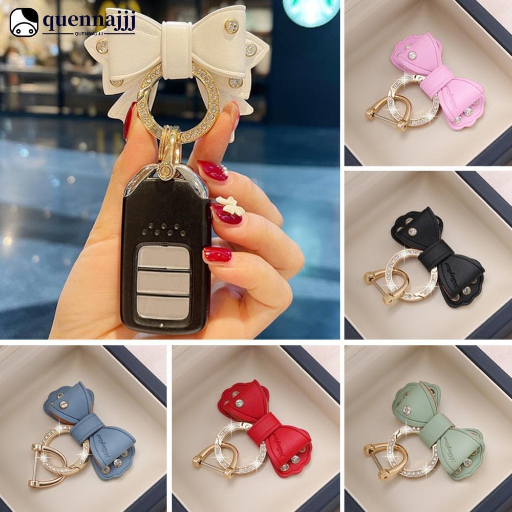 QUENNA Anel De Metal Chaveiro Do Carro Ouro Strass Couro Arco Bonito Acessórios Para Mulheres Meninas Motos Moto Porta-C