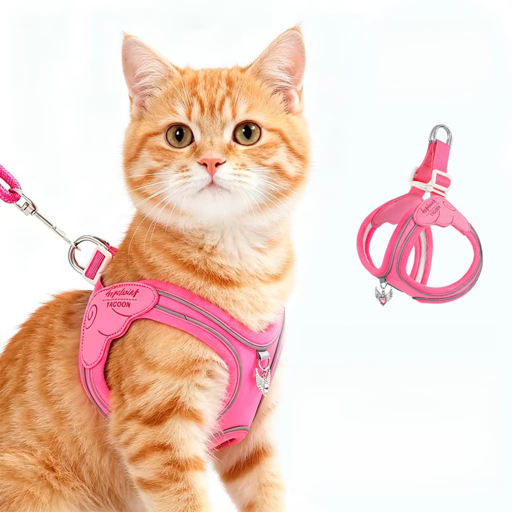 Novo Conjunto de Coleira e Guia para Animais de Estimação, Coleira Peitoral Ajustável Anti-Fuga com Asas de Anjo, Coleir