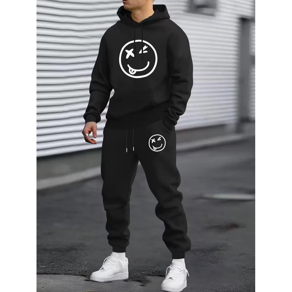 Conjunto Moletom Canguru Masculino Careta Blusa De Frio + Calça Moletom Estampados Unissex Outono/Inverno