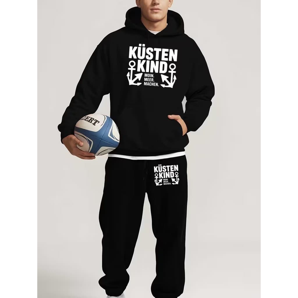 Conjunto Moletom Canguru Masculino Kusten Blusa De Frio + Calça Moletom Estampados Unissex Outono/Inverno