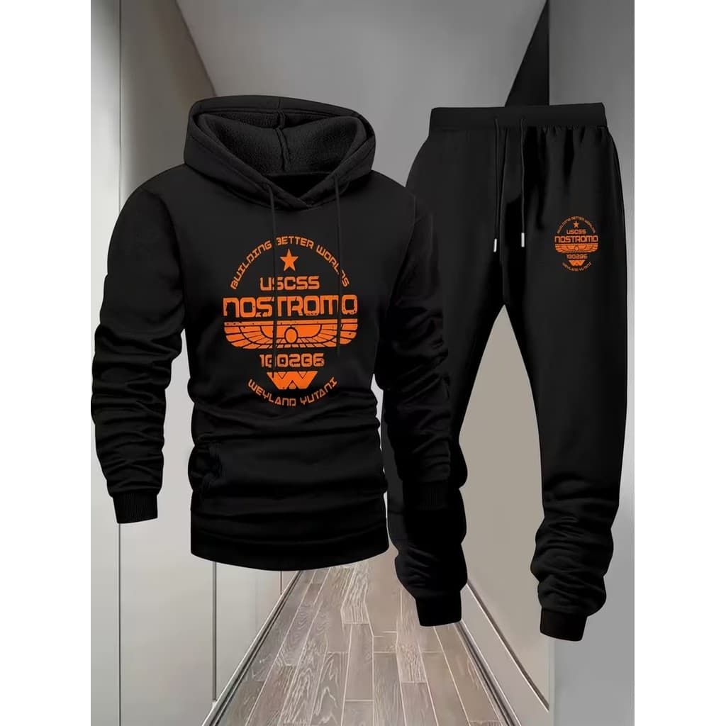 Conjunto Moletom Canguru Masculino Nostromo Blusa De Frio + Calça Moletom Estampados Unissex Outono/Inverno