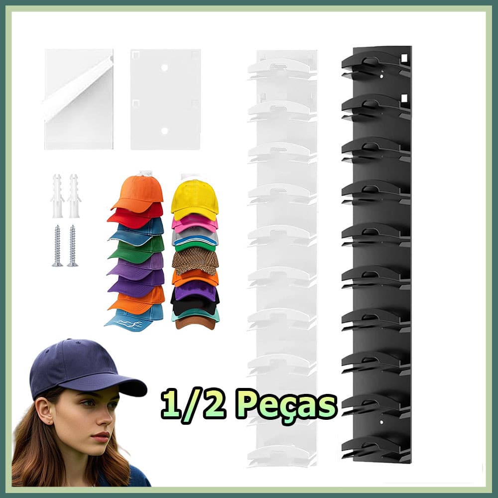 1/2 Suporte para bonés de beisebol porta-chapéus de parede suporte para bonés de beisebol com várias prateleiras