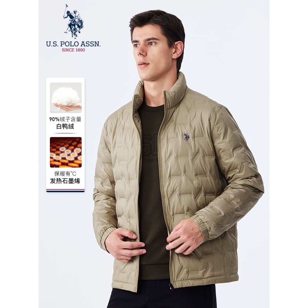 Uspoloassn jaqueta masculina leve quente inverno pato para baixo jaqueta Paul à prova de frio moda gola jaqueta