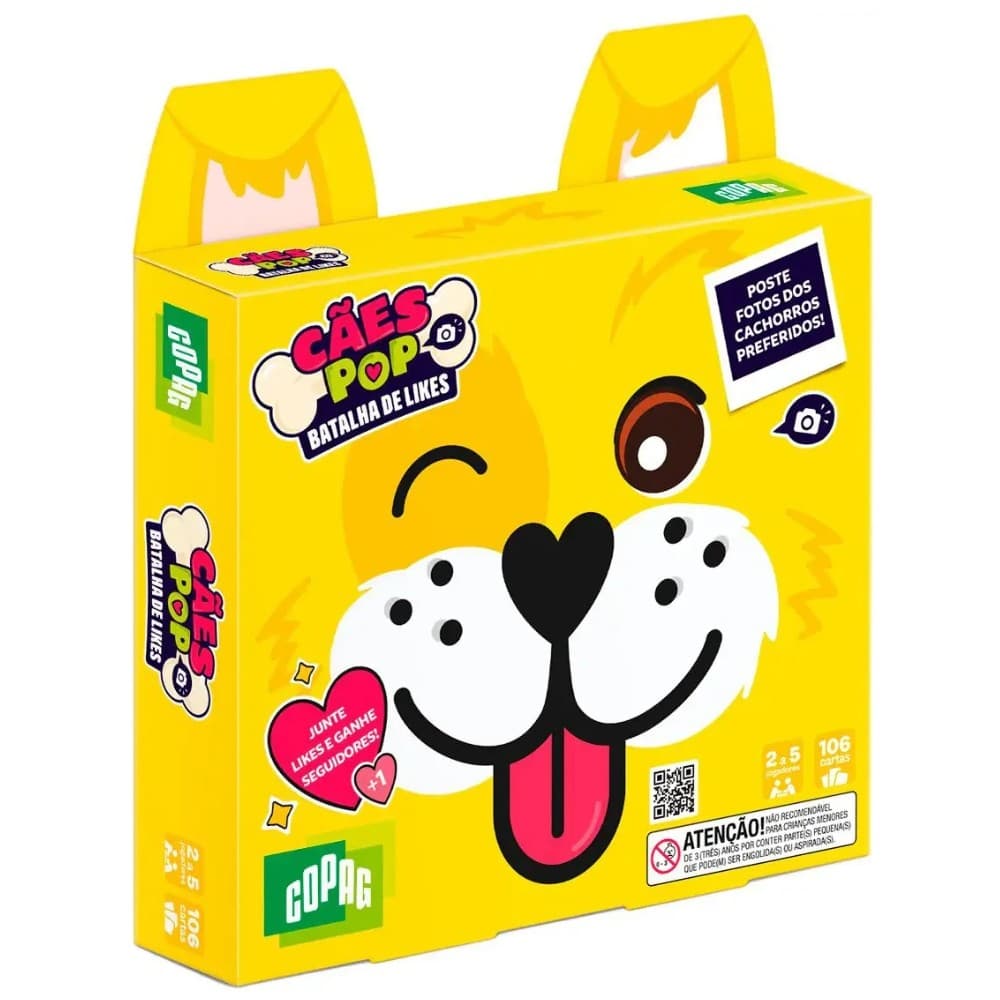 JOGO CÃES POP BATALHA DE LIKES COPAG 105 CARTAS FAMÍLIA MESA CRIANÇAS BRINQUEDOS ANIMAIS DIVERSÃO