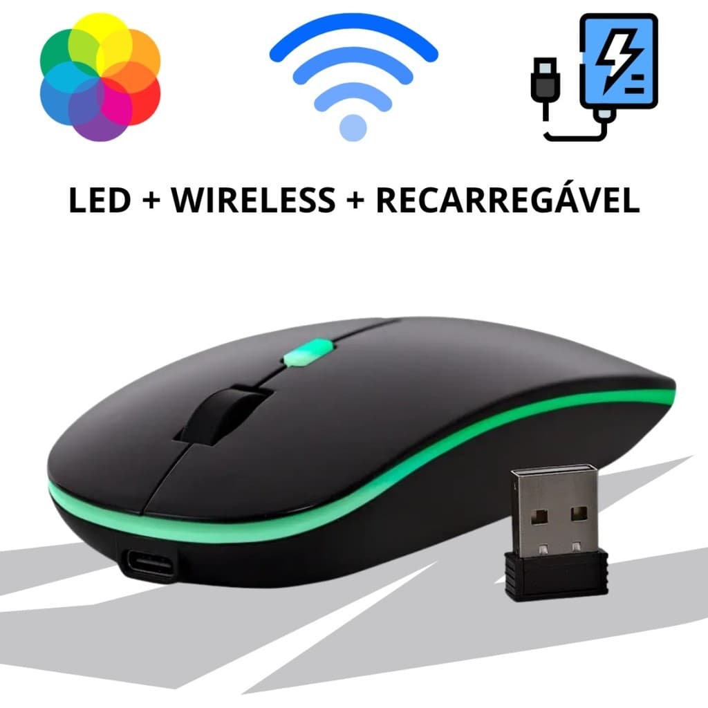 Mouse Sem Fio Croma Rgb Preto 1600 Dpi Maxprint