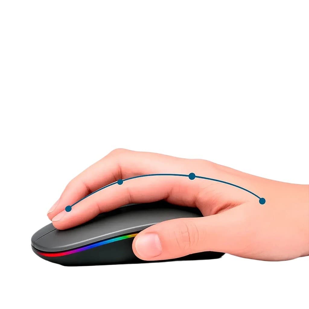 Mouse Sem Fio Recarregável Wireless Optico Led Rgb Ergonômico Sem Fio Para Pc / Desktop / Notebook / Tablet / Smartphone