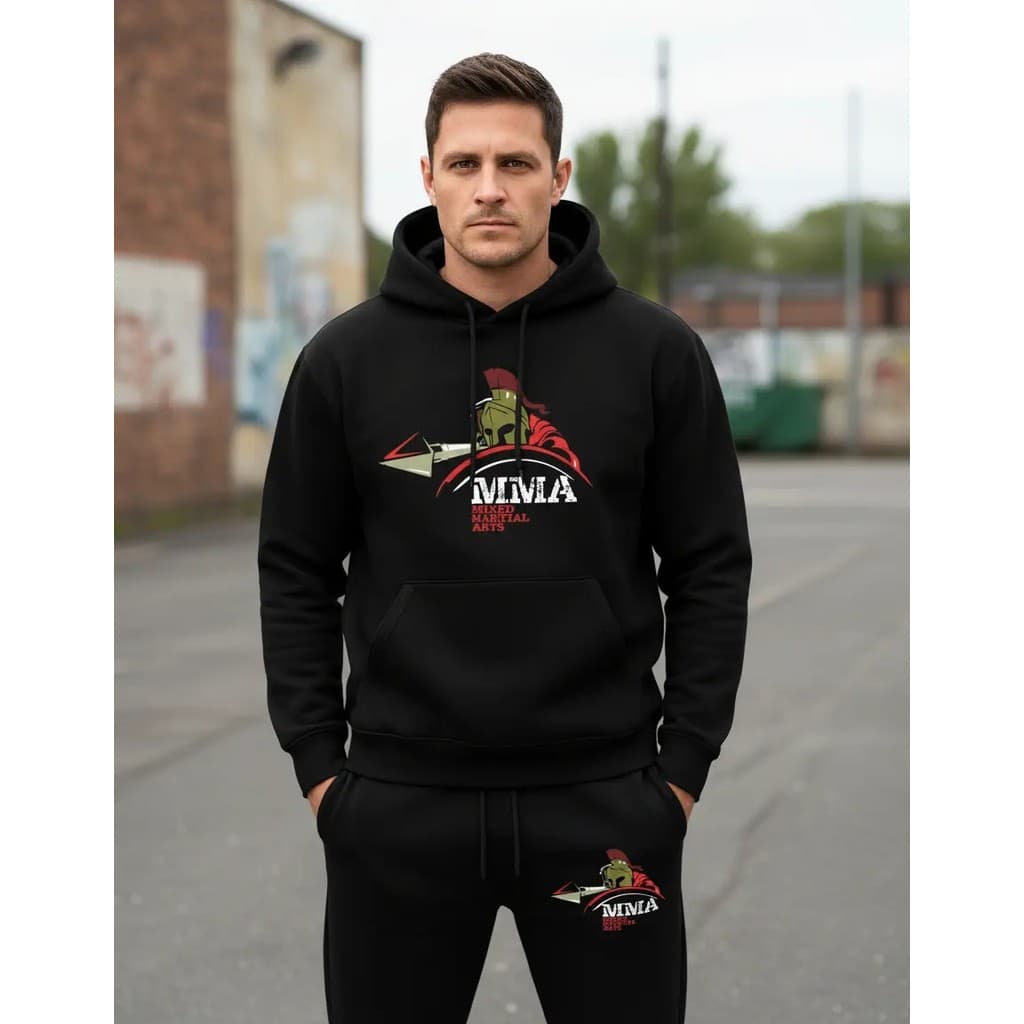 Conjunto Moletom Canguru  Masculino MMA Blusa De Frio + Calça Moletom Estampados Unissex Outono/Inverno