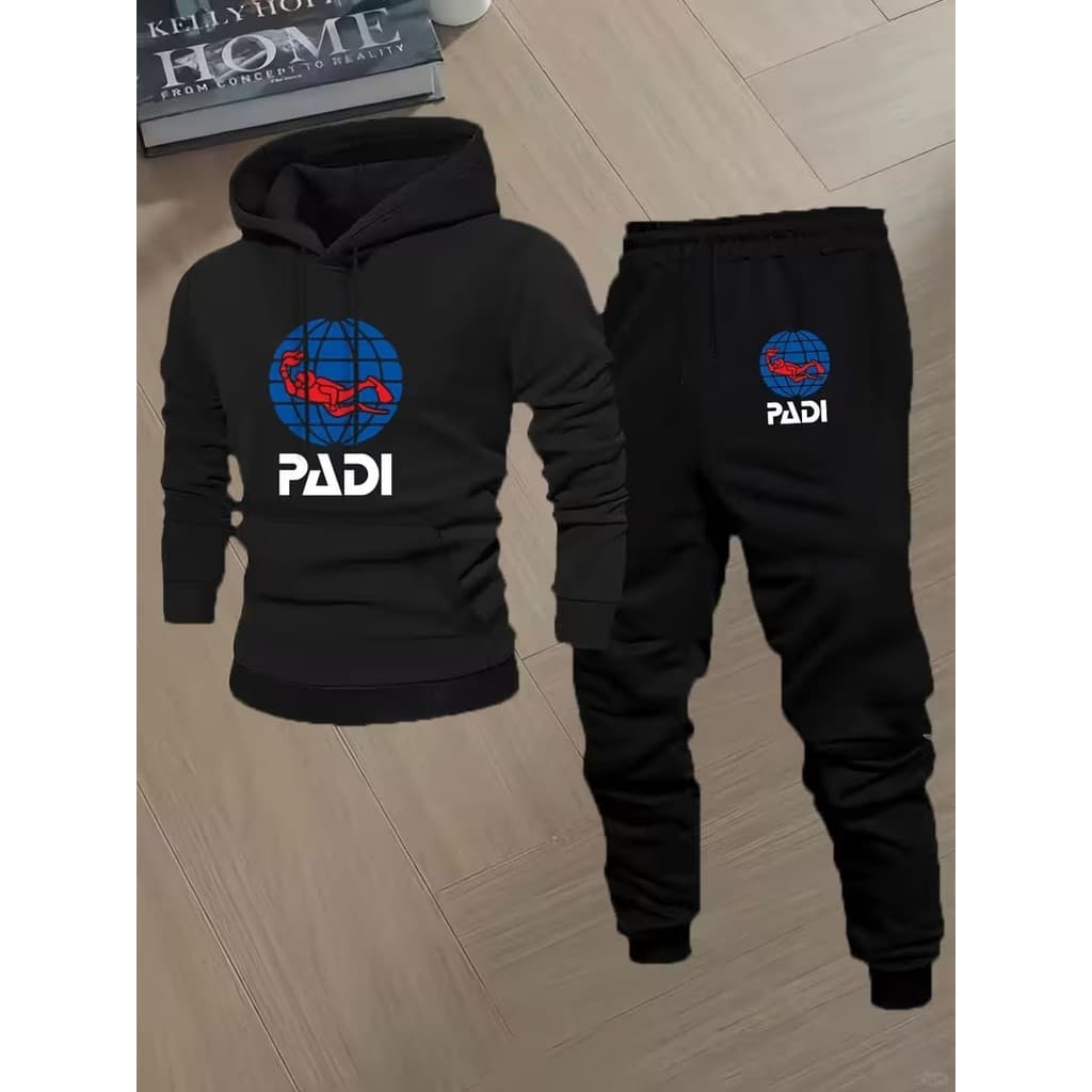 Conjunto Moletom Canguru Masculino Padi Blusa De Frio + Calça Moletom Estampados Unissex Outono/Inverno