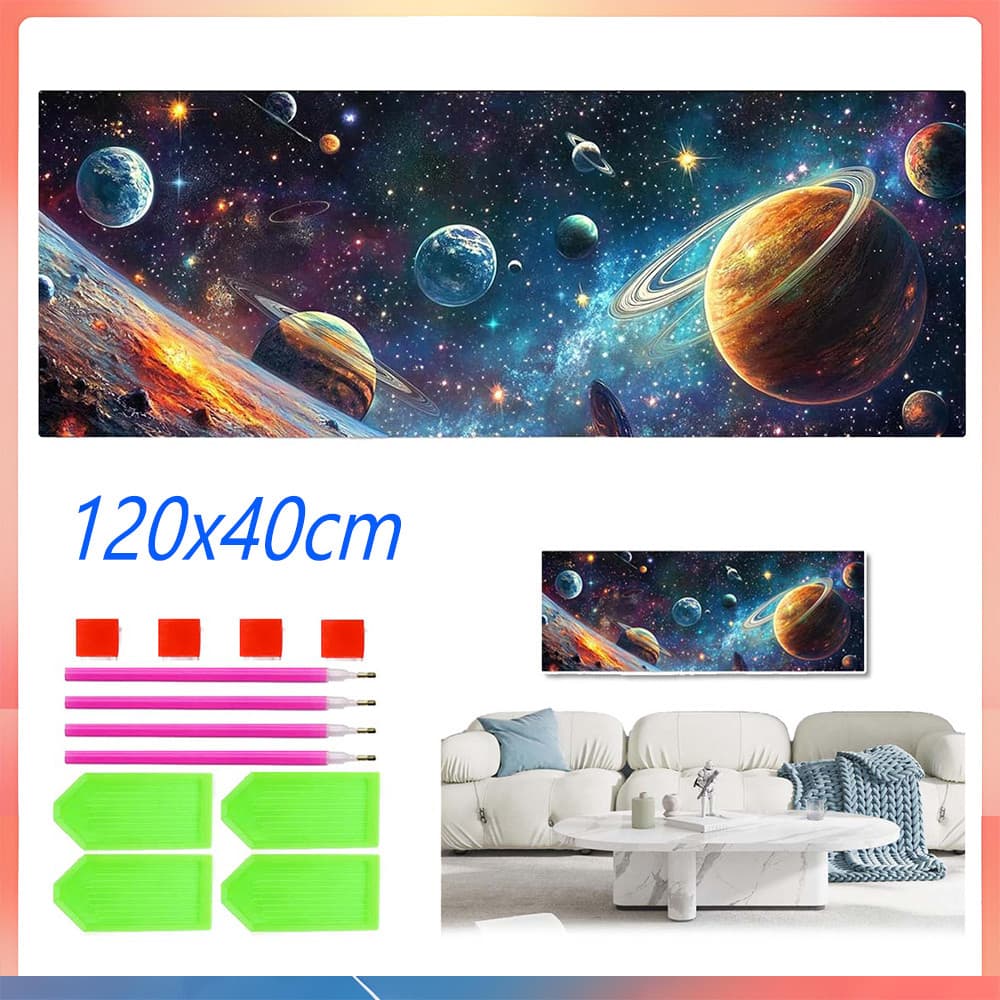 Conjunto de pintura diamante 5d 120x40cm Fantasia Universo Planeta Pintura Diamante