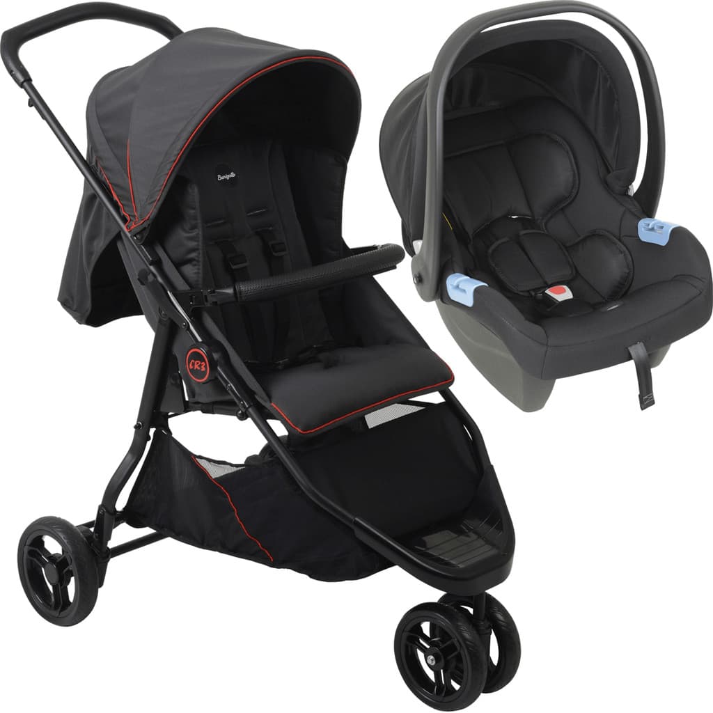 Carrinho de Bebe com Bebe Conforto Burigotto CR3 22 Gray Red