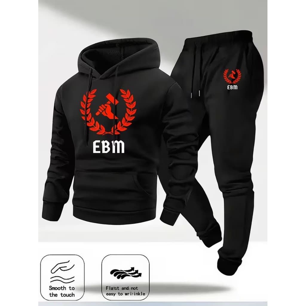 Conjunto Moletom Canguru Masculino EBM Blusa De Frio + Calça Moletom Estampados Unissex Outono/Inverno