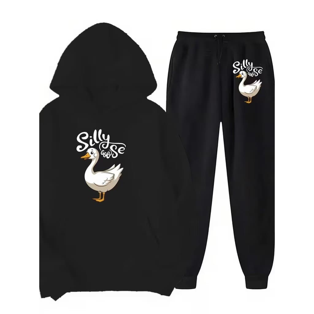 Conjunto Moletom Canguru Masculino Pato Blusa De Frio + Calça Moletom Estampados Unissex Outono/Inverno
