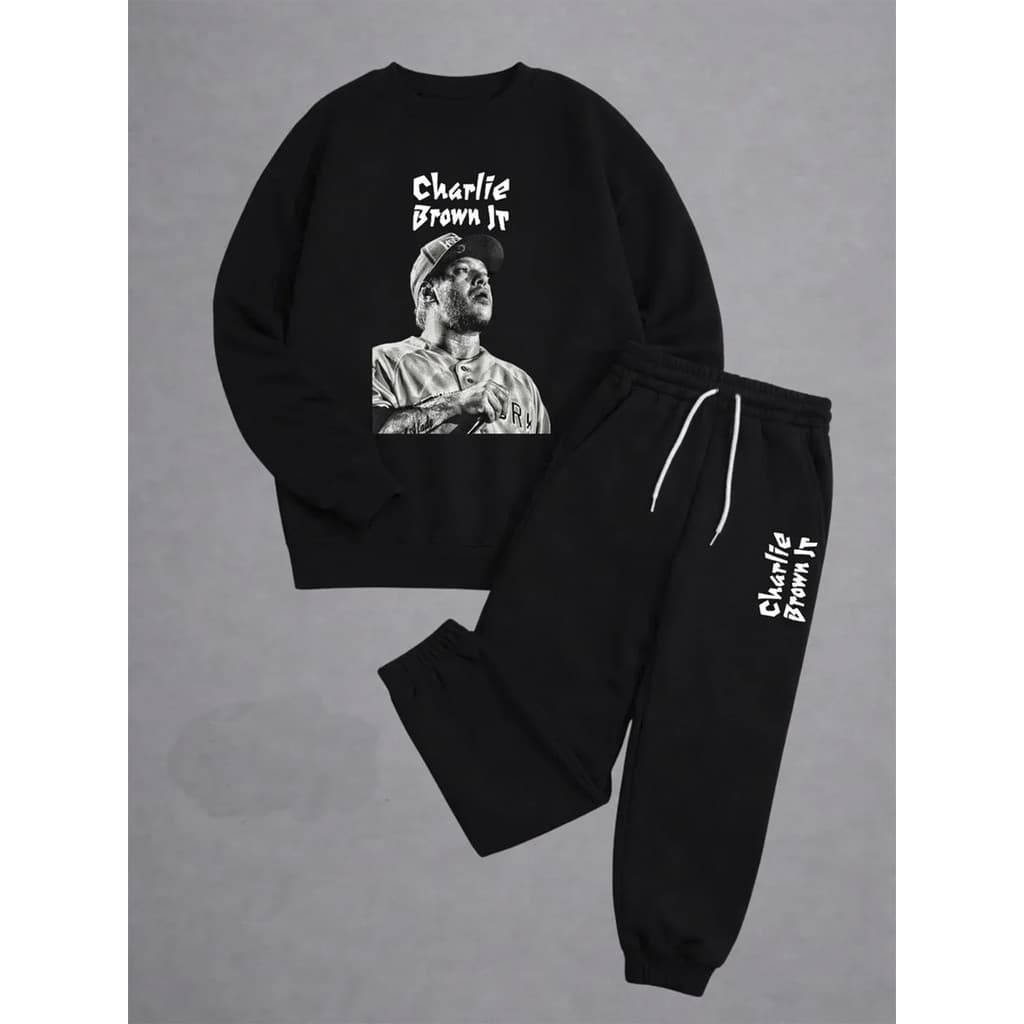 Conjunto Moletom Careca Masculino Charlie Brown Jr Blusa De Frio + Calça Moletom Estampados Unissex Outono/Inverno