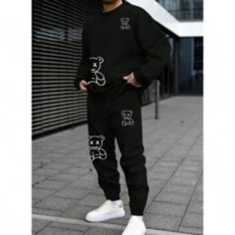 Conjunto Moletom Canguru Masculino Ted Blusa De Frio + Calça Moletom Estampados Unissex Outono/Inverno