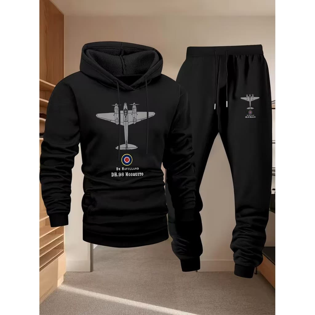 Conjunto Moletom Canguru Masculino Astronave Blusa De Frio + Calça Moletom Estampados Unissex Outono/Inverno