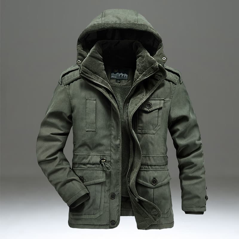 Jaqueta acolchoada de inverno, jaqueta corta-vento de comprimento médio, jaqueta acolchoada masculina escovada, espessad