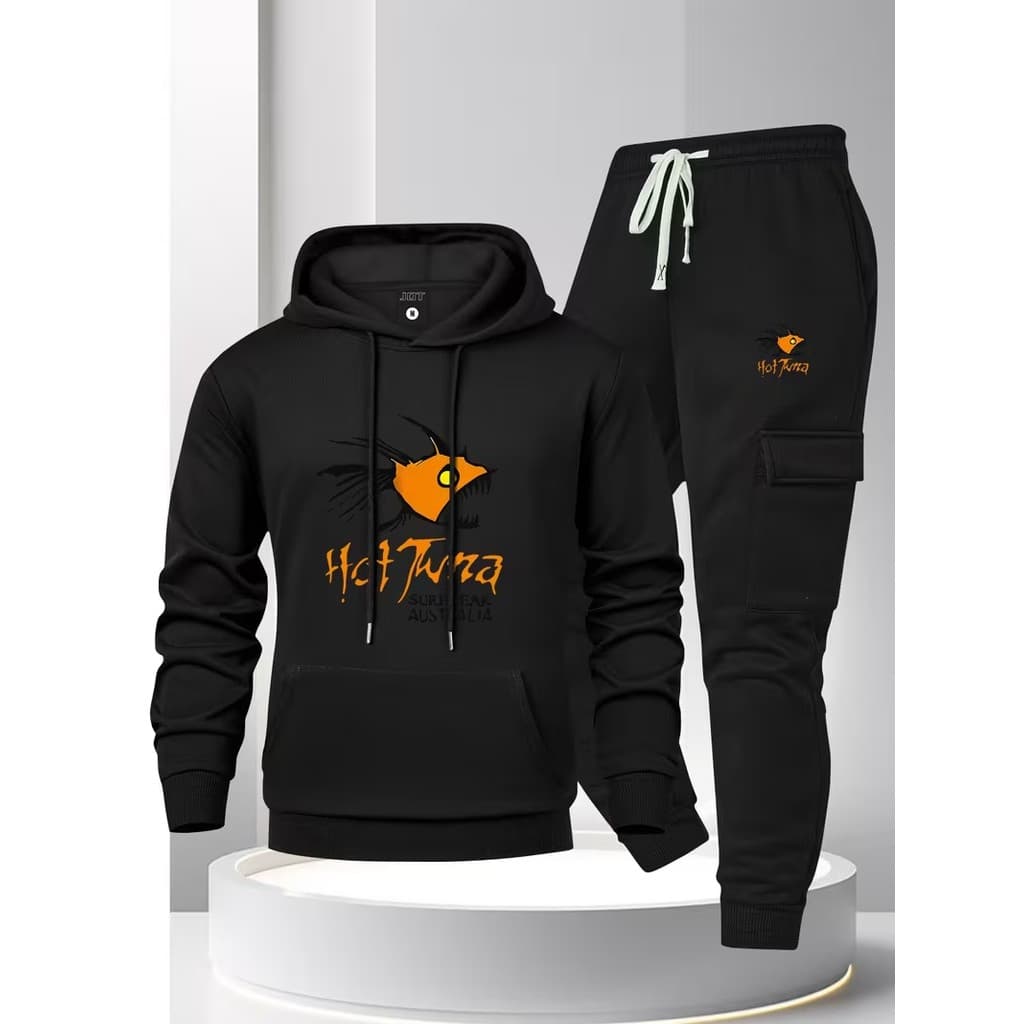 Conjunto Moletom Canguru Masculino Piranha Blusa De Frio + Calça Moletom Estampados Unissex Outono/Inverno