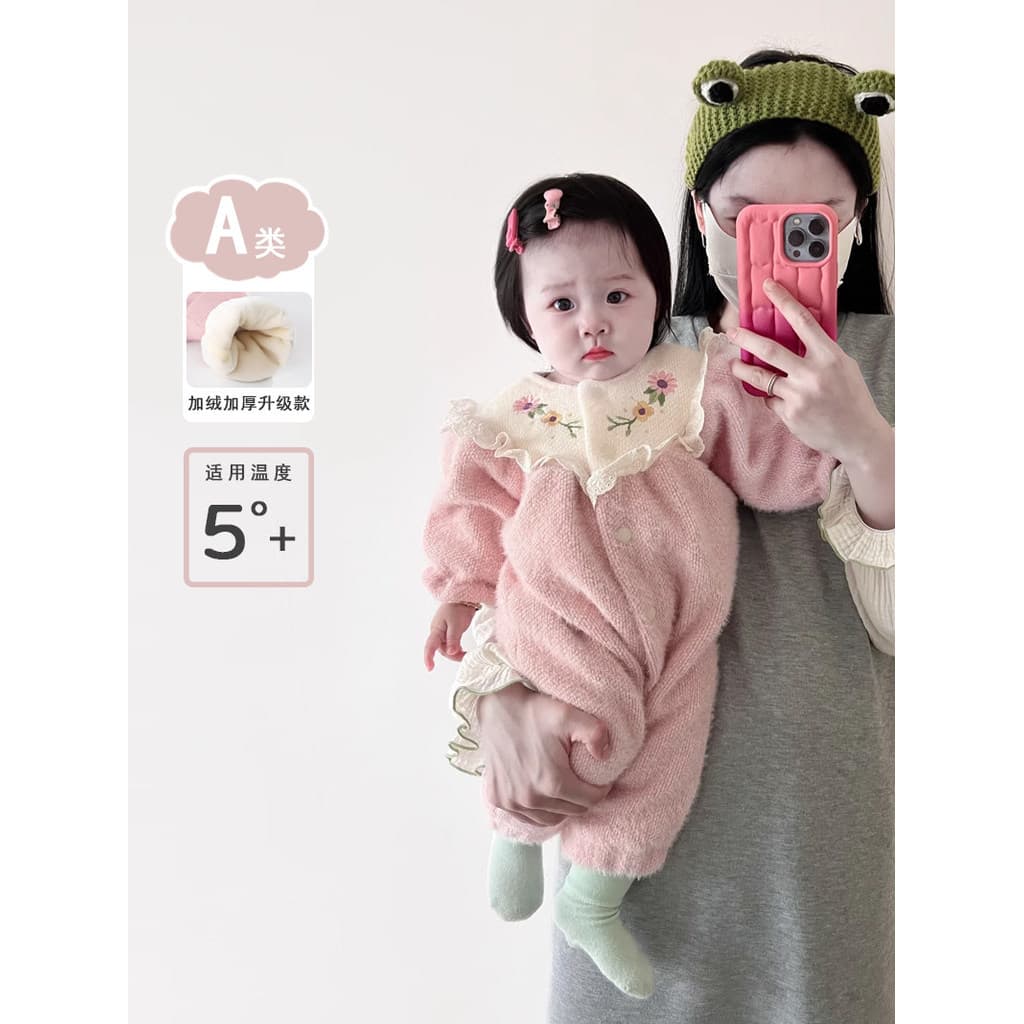 Roupas de bebê outono inverno novo estilo inverno macacão Outing roupas velo-velo macacão bebê menina roupas de inverno 