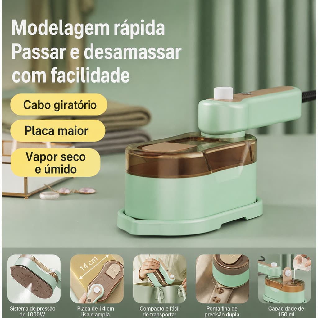 Mini Ferro A Vapor De Passar Roupa Para Viagem Bivolt