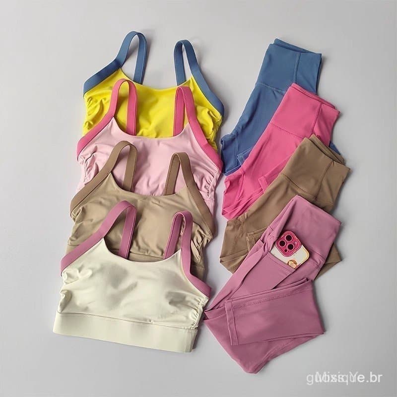 Feminino sem costura Yoga terno esportes roupas de fitness sutiã de cintura alta Leggings de fitness sutiã superior Ca D