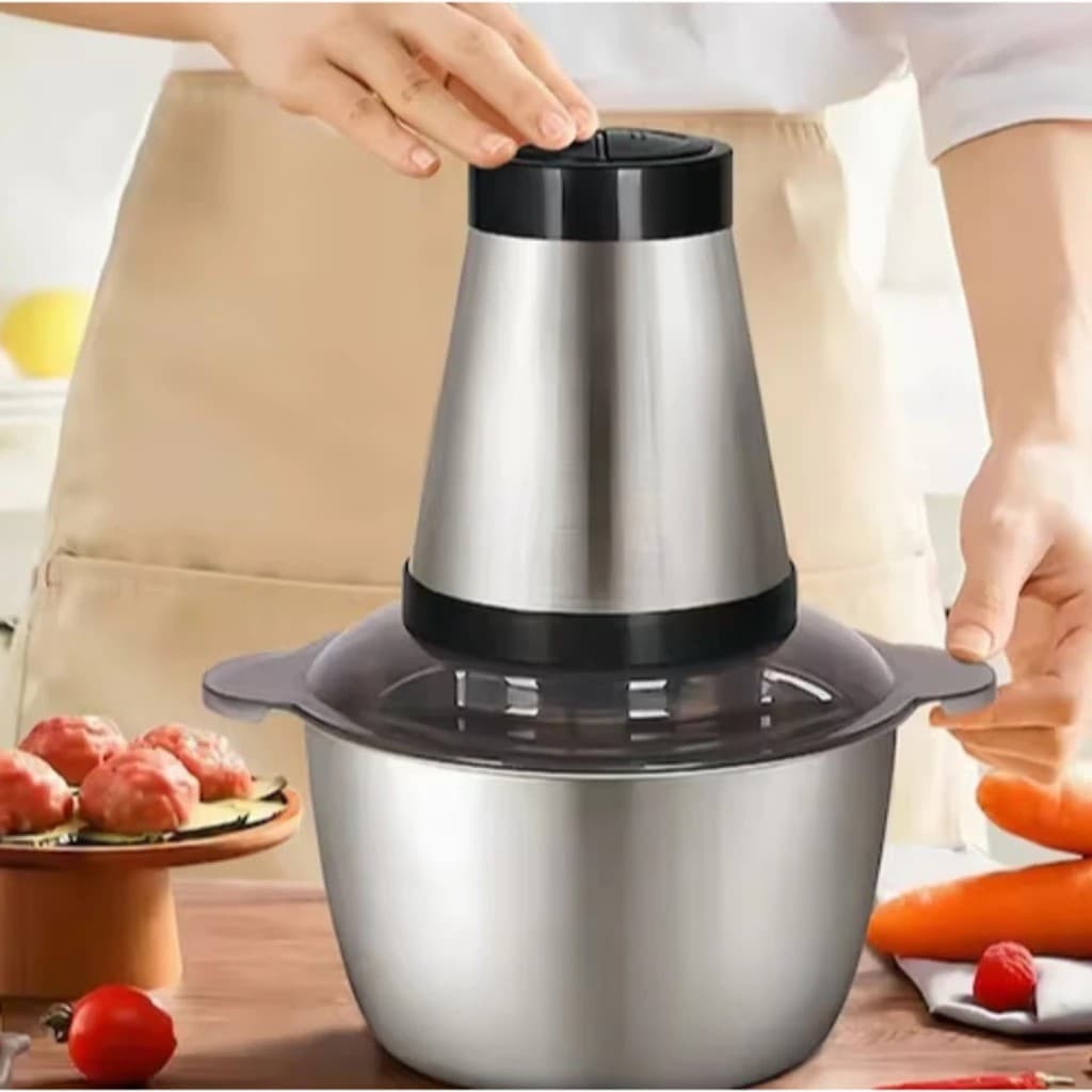 Picador De Alimentos Moedor Elétrico Triturador Potente Carne Legumes Temperos Inox 110v Pronta Entrega nova