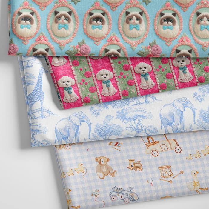 Tecido Tricoline Digital 50x1,50 Estampas Animais Patchwork Pano Pets Florais