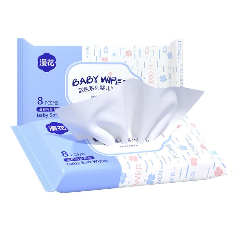Manhua lenços umedecidos para bebês, lenços umedecidos dedicados para mãos, boca e bumbum, bolsa pequena, portátil, paco