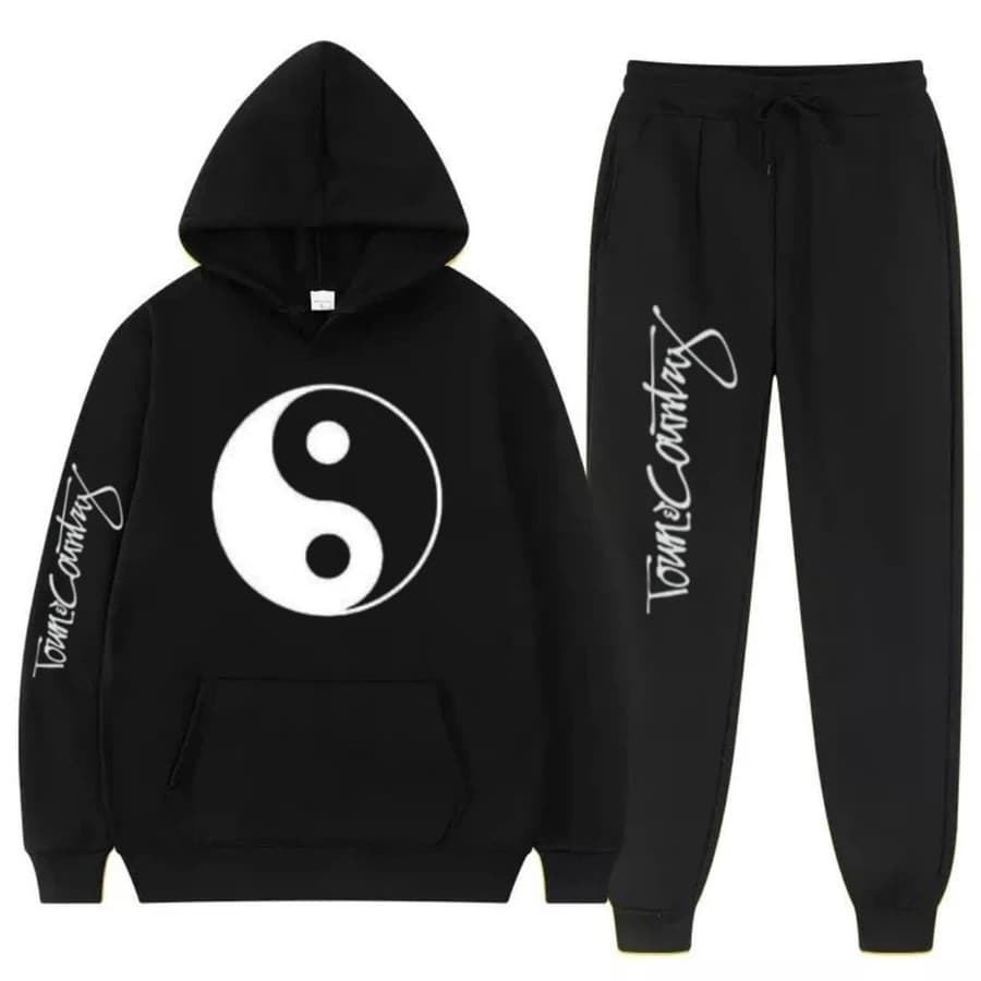 Conjunto Moletom Masculino Yang yan Blusa De Frio Canguru Bolso e Capuz +Calça Moletom Estampados Unissex Outono/Inverno