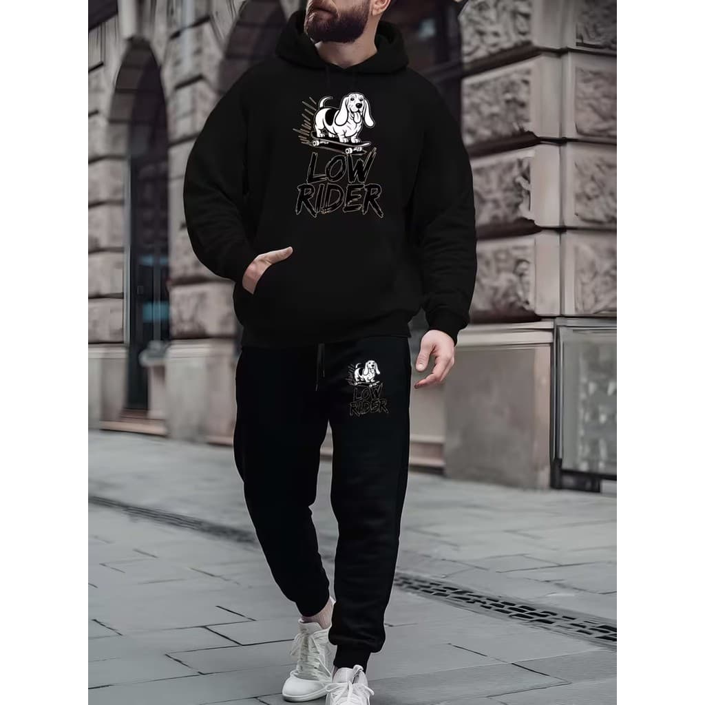 Conjunto Moletom Canguru Masculino Low Rider Blusa De Frio + Calça Moletom Estampados Unissex Outono/Inverno