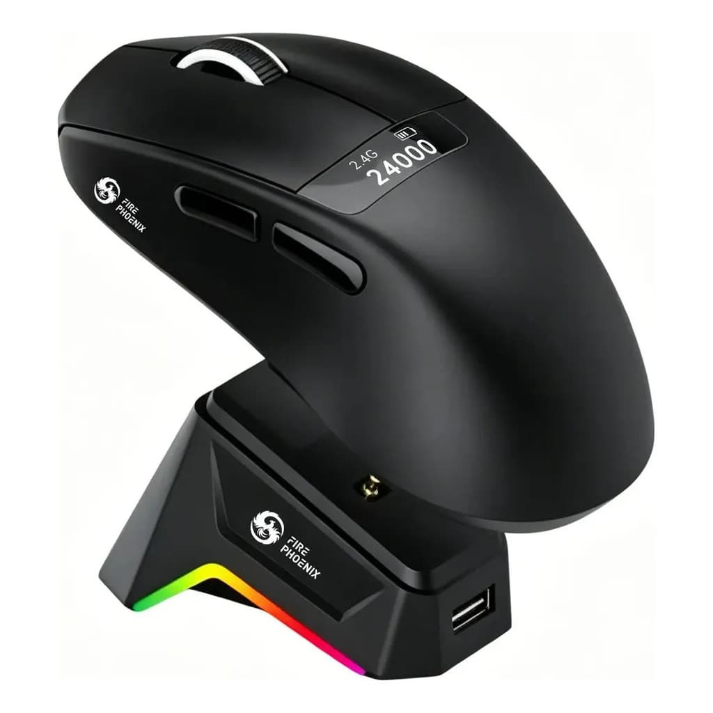 Mouse Gamer Sem Fio Bluetooth Paw3311 24000 Dpi Tri Mode Fire Phoenix Bk-r4x
