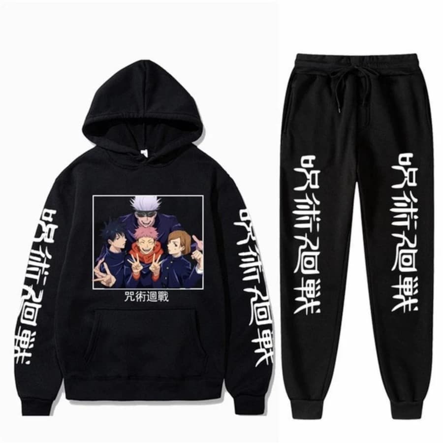 Conjunto Moletom Masculino Feiticeiros Blusa De Frio Canguru Bolso e Capuz + Calça Moletom Estampados Outono/Inverno