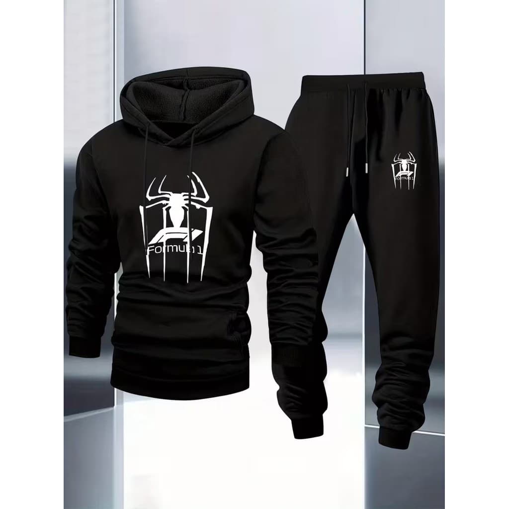 Conjunto Moletom Canguru Masculino Aranha Blusa De Frio + Calça Moletom Estampados Unissex Outono/Inverno