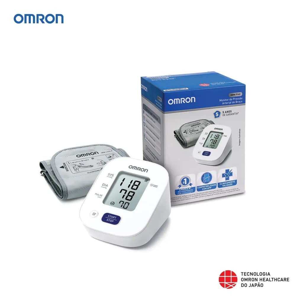 Aparelho Monitor Medidor Pressão Arterial Omron HEM-7142 Monitor Digital Aferidor Esfigmomanômetro