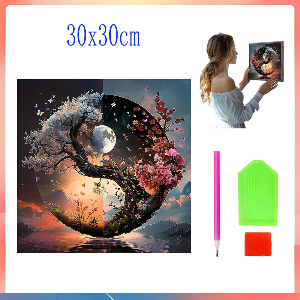 Conjunto de pintura diamante 5D Yin Yang Pintura Pintura Pintura Diamante