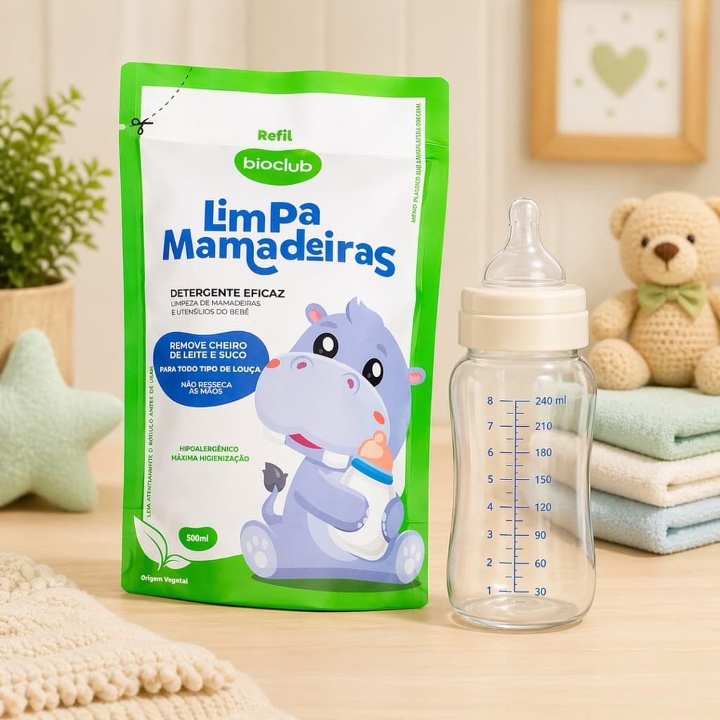 Refil Limpa Mamadeiras Bioclub 500ml – Higienizador para Mamadeiras e Utensílios do Bebê