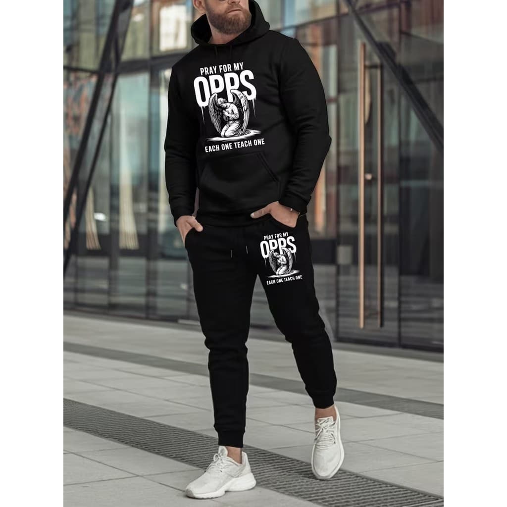 Conjunto Moletom Canguru Masculino Oppss Blusa De Frio + Calça Moletom Estampados Unissex Outono/Inverno